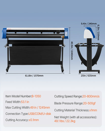 Plotter de Vinil Semi-Automático VEVOR 53 Polegadas