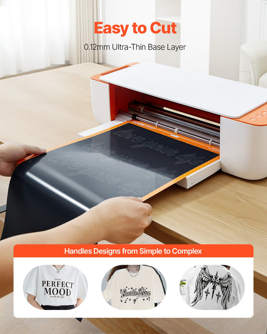 Vinil Transferência Térmica Preto Brilhante VEVOR 305x7260mm