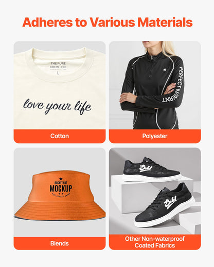 Vinil Transferência Térmica Preto Brilhante VEVOR 305x7260mm