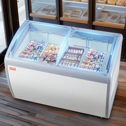 Expositor de Gelados Comercial VEVOR 362L com Tampa de Vidro