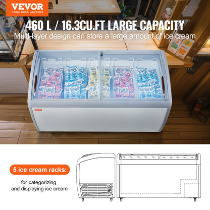 Vitrine Comercial para Gelados VEVOR 460L com Rodas