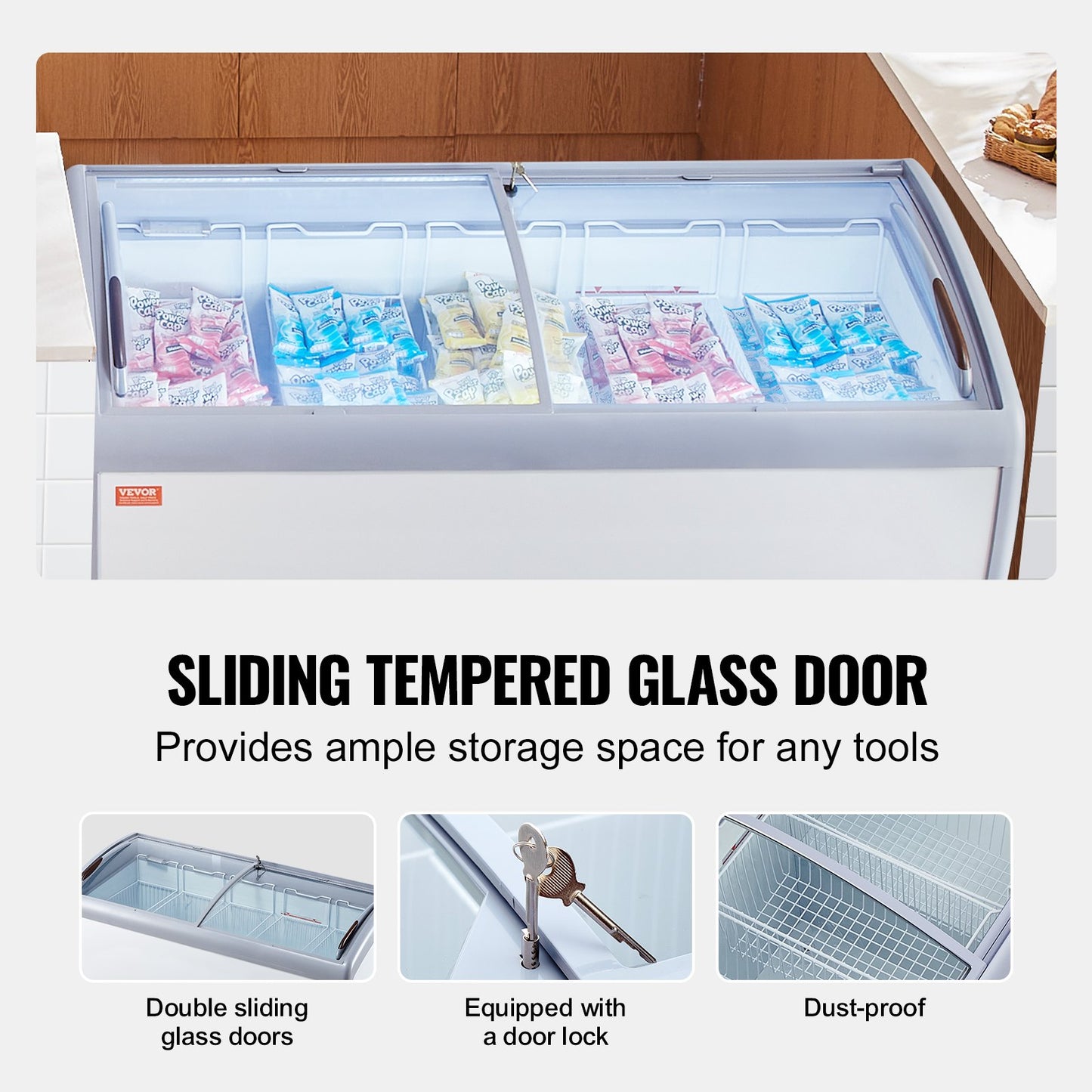 Vitrine Comercial para Gelados VEVOR 460L com Rodas