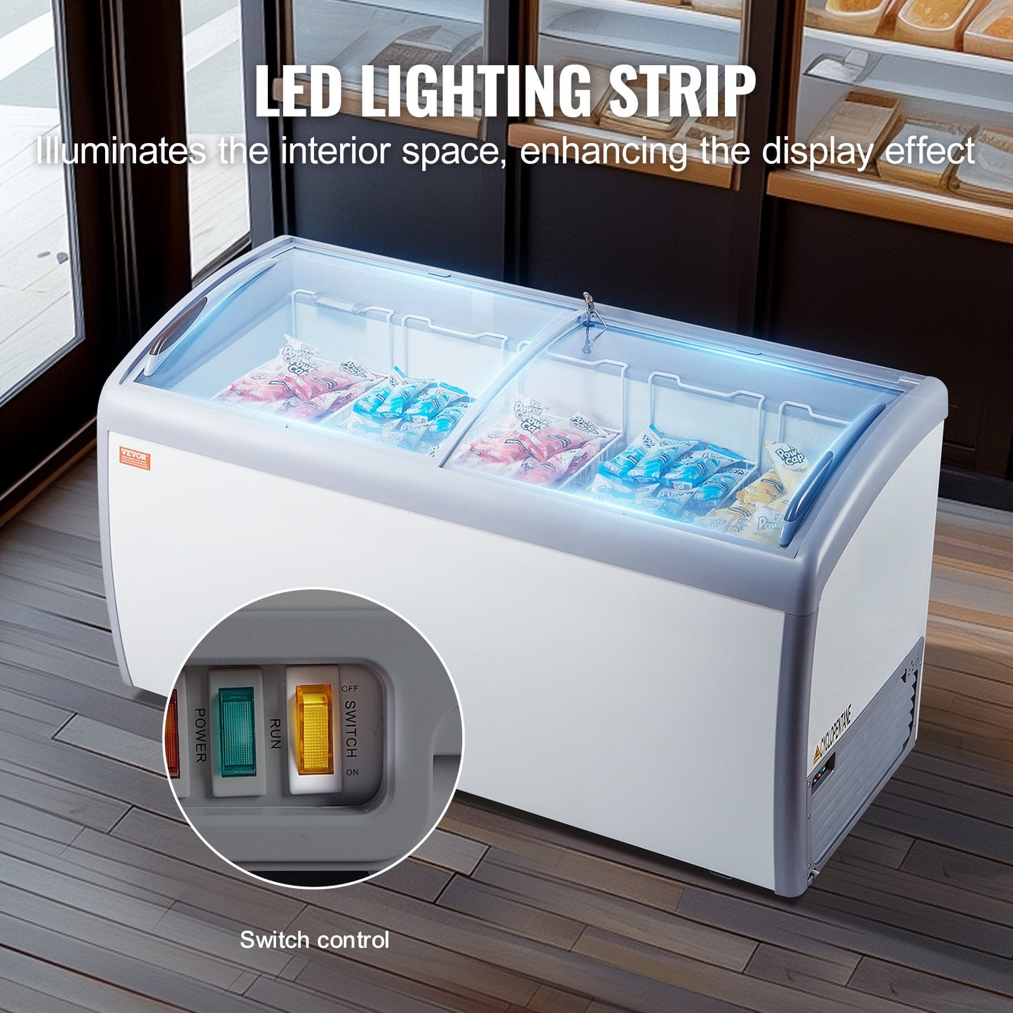 Vitrine Comercial para Gelados VEVOR 460L com Rodas