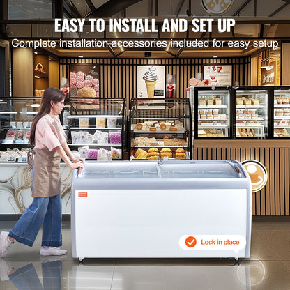 Vitrine Comercial para Gelados VEVOR 460L com Rodas