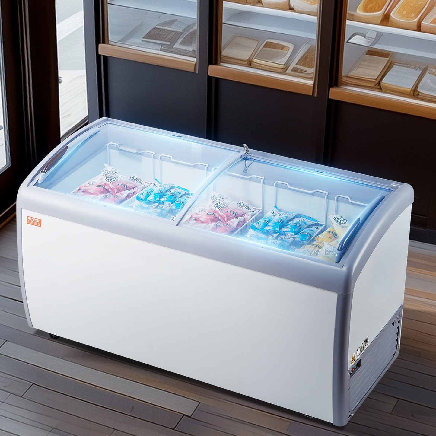 Vitrine Comercial para Gelados VEVOR 460L com Rodas