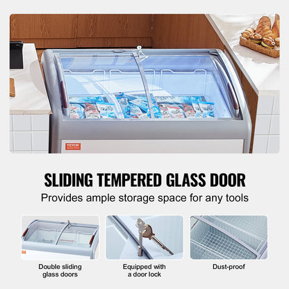 Vitrine Congeladora Comercial 264L com Tampa de Vidro Móvel