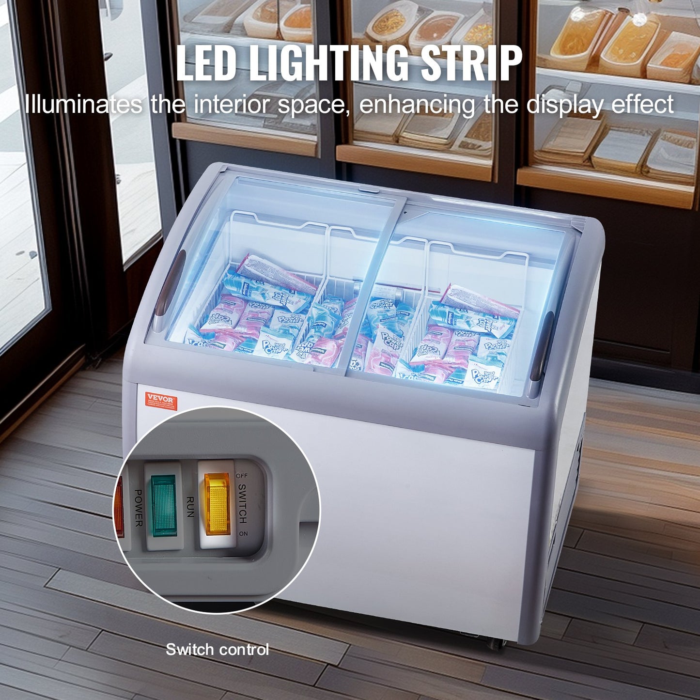 Vitrine Congeladora Comercial 264L com Tampa de Vidro Móvel