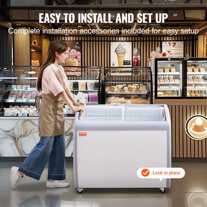 Vitrine Congeladora Comercial 264L com Tampa de Vidro Móvel