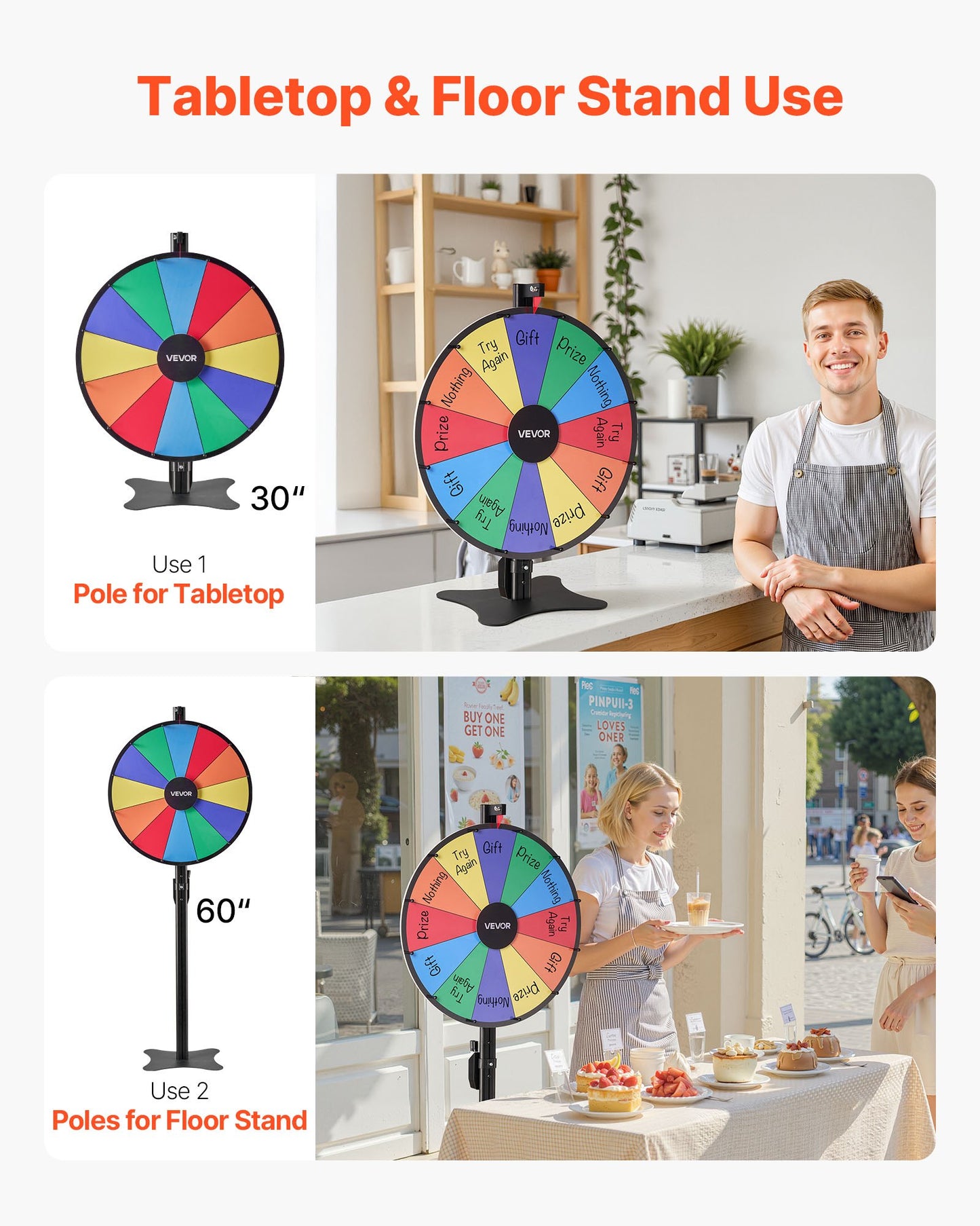 Roda da Fortuna Giratória 610 mm com 12 Espaços Ajustável