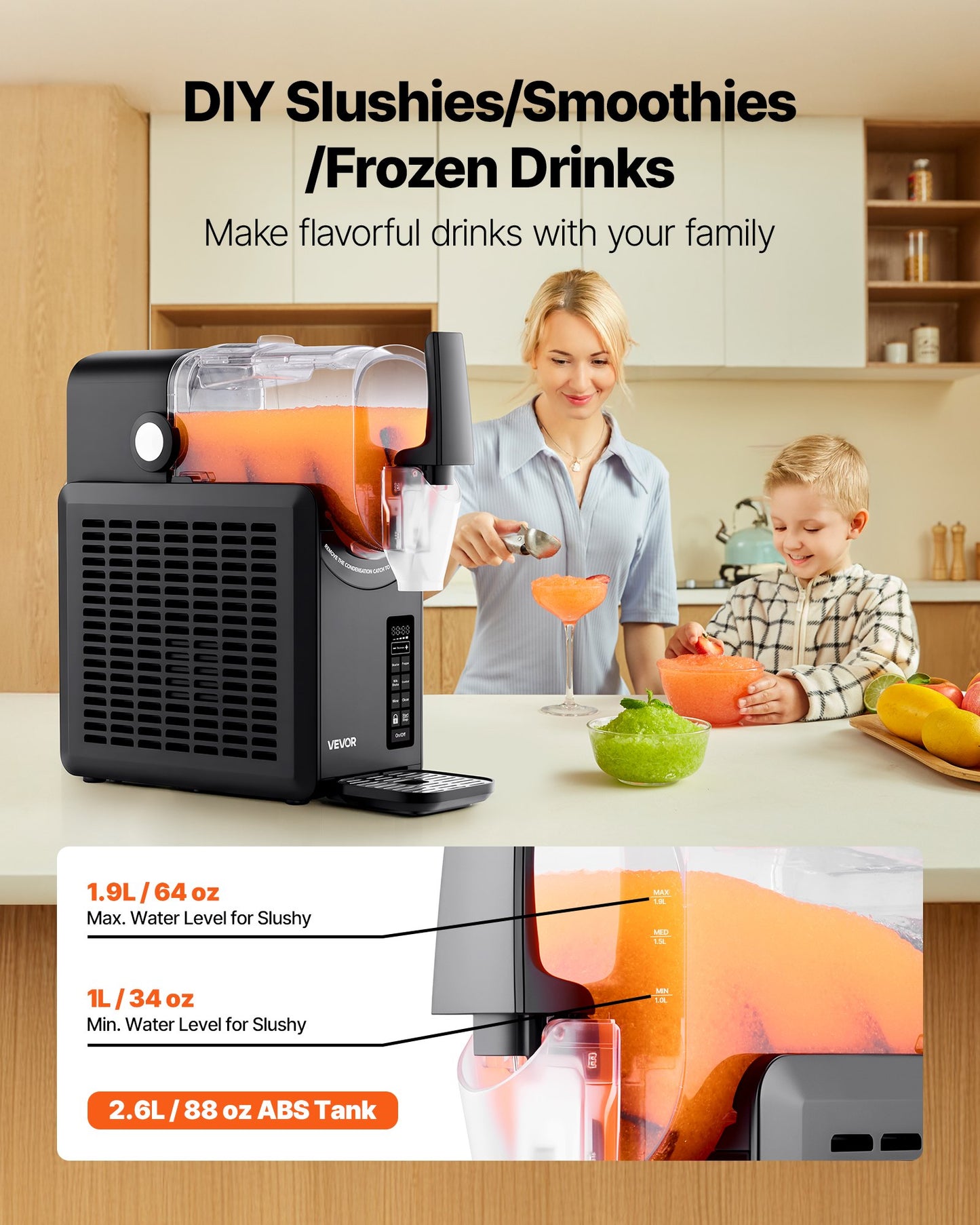 Máquina Slushy VEVOR 2.6L - Bebidas Geladas Sem Gelo