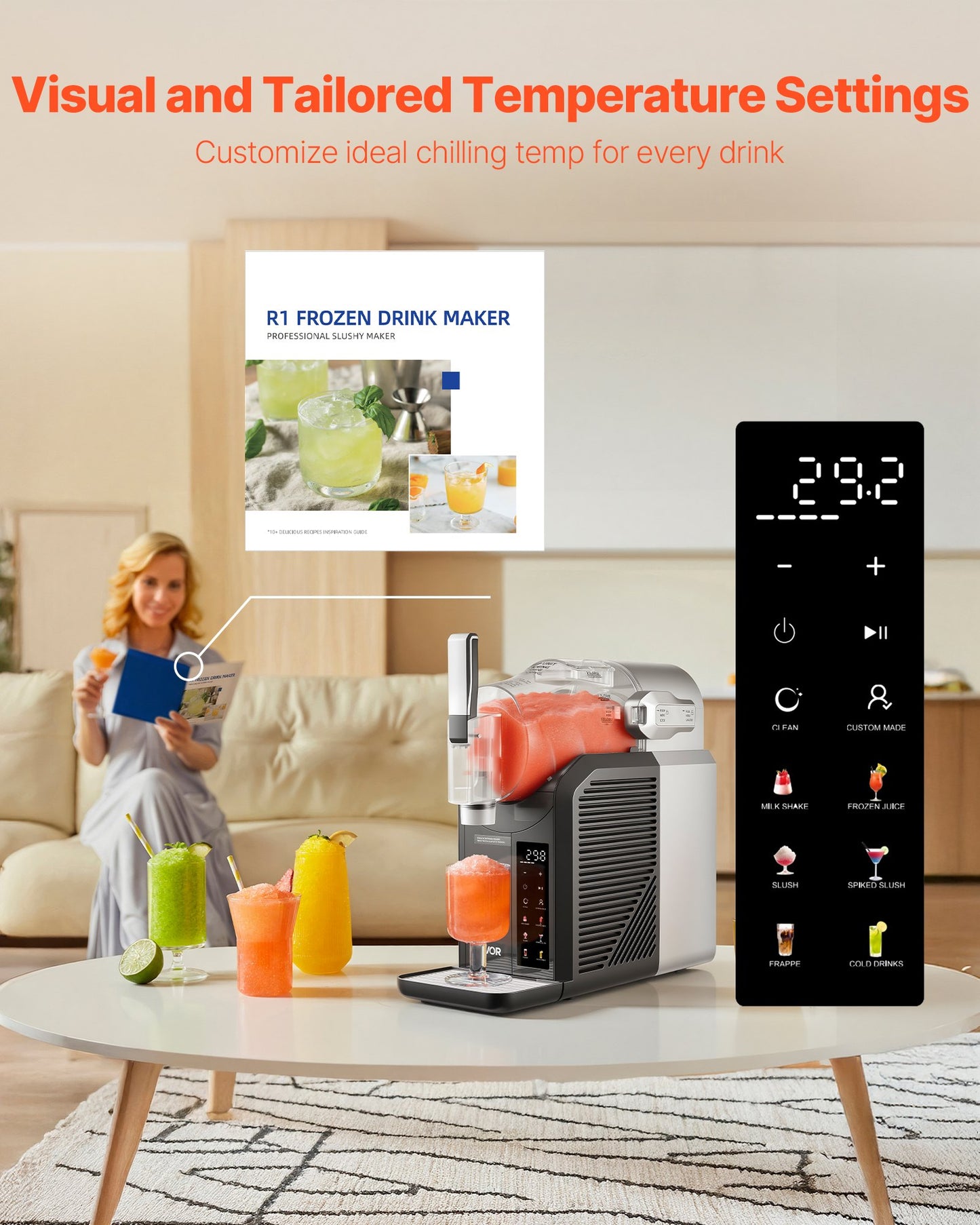 Máquina Slushie VEVOR 2L com 6 Programas e Autolimpeza