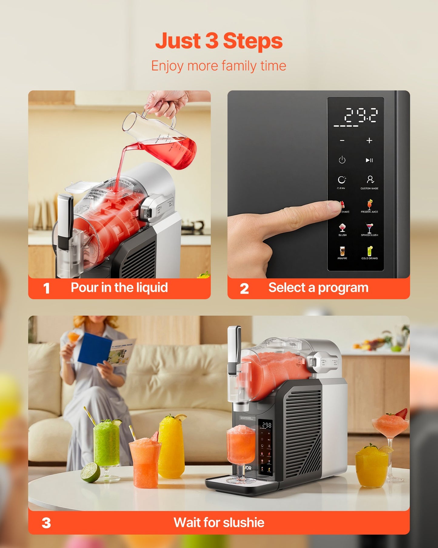 Máquina Slushie VEVOR 2L com 6 Programas e Autolimpeza