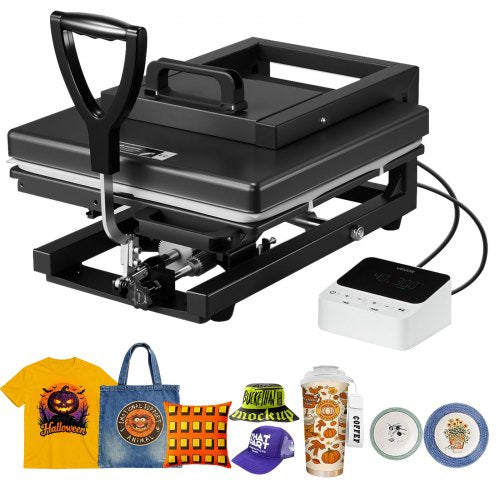Prensa Térmica 5 em 1 VEVOR 380x380 mm Multifuncional