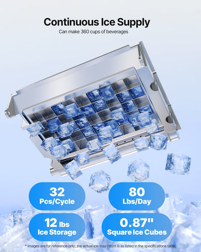 Máquina de Gelo Comercial VEVOR 36kg/24h com Armazenagem