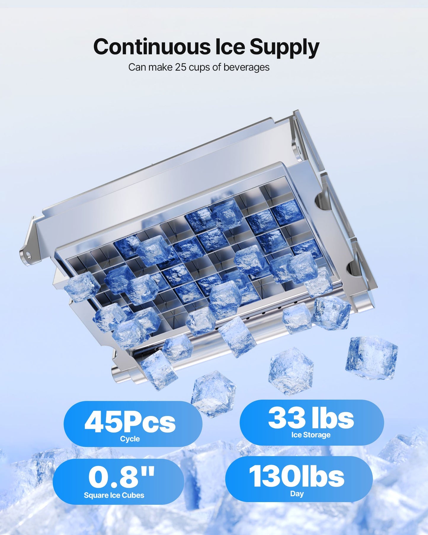 Máquina de Gelo Comercial VEVOR 59kg/24H com Armazenamento 15kg
