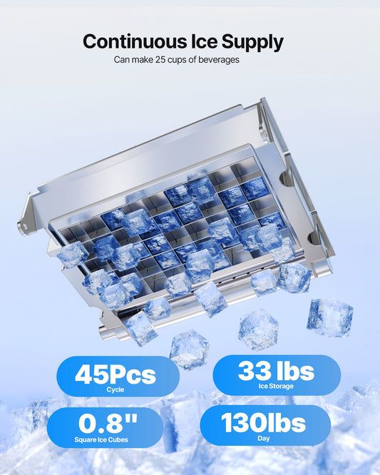 Máquina de Gelo Comercial VEVOR 59kg/24H com Armazenamento 15kg