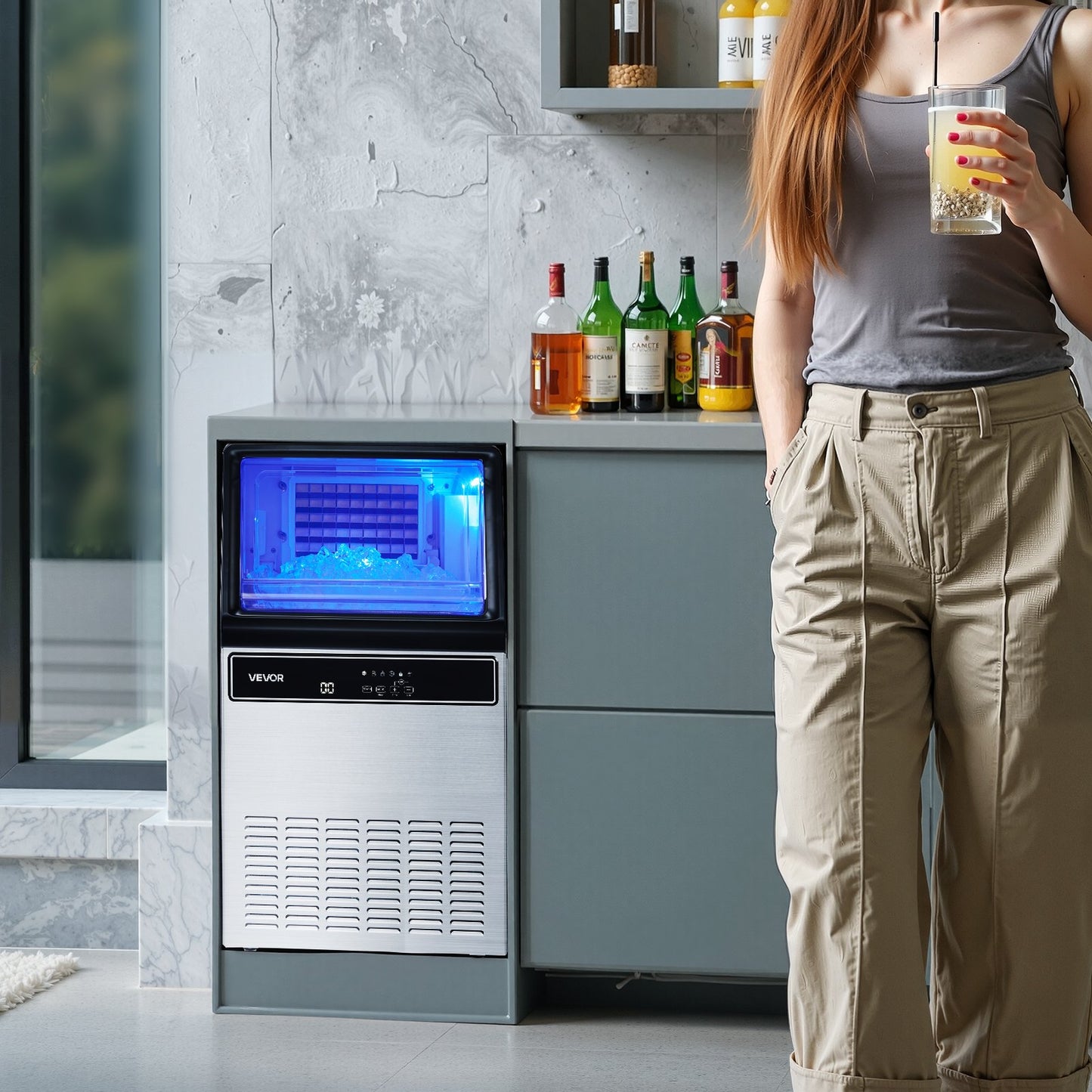Máquina de Gelo Comercial VEVOR 59kg/24H com Armazenamento 15kg