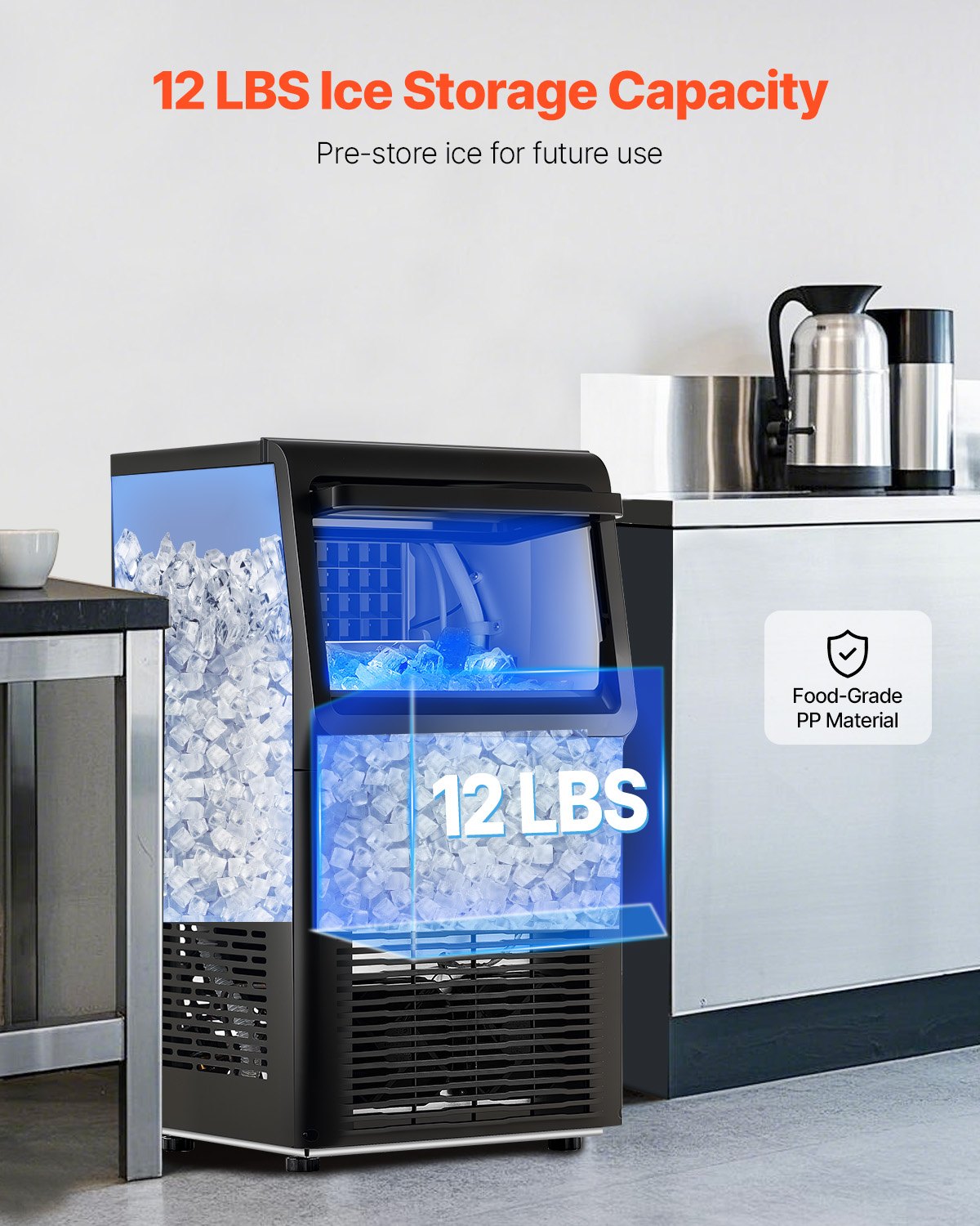 Máquina de Gelo Comercial VEVOR 31.8 kg/24H 36 Cubos