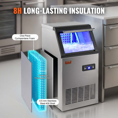 Máquina de Gelo Comercial VEVOR 45.4 kg/24h - 45 Cubos