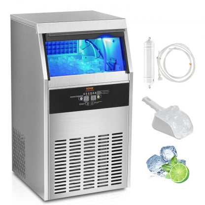 Máquina de Gelo Comercial VEVOR 110lbs/24H com Armazenamento