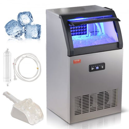 Máquina de Gelo Comercial VEVOR 54kg/24h - 50 Cubos
