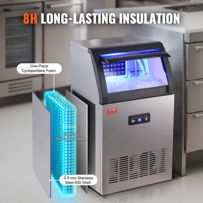 Máquina de Gelo Comercial VEVOR 54kg/24h - 50 Cubos
