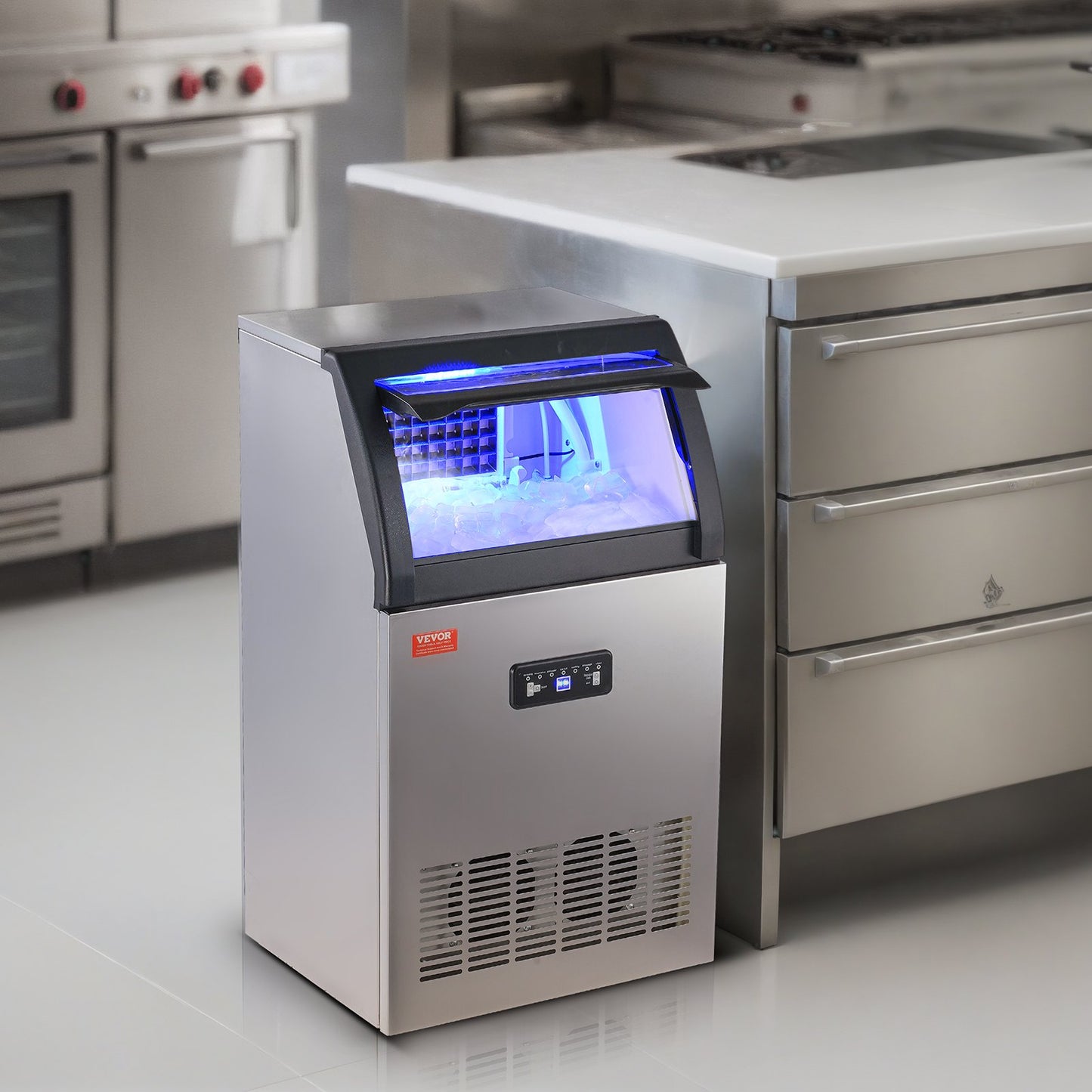 Máquina de Gelo Comercial VEVOR 54kg/24h - 50 Cubos