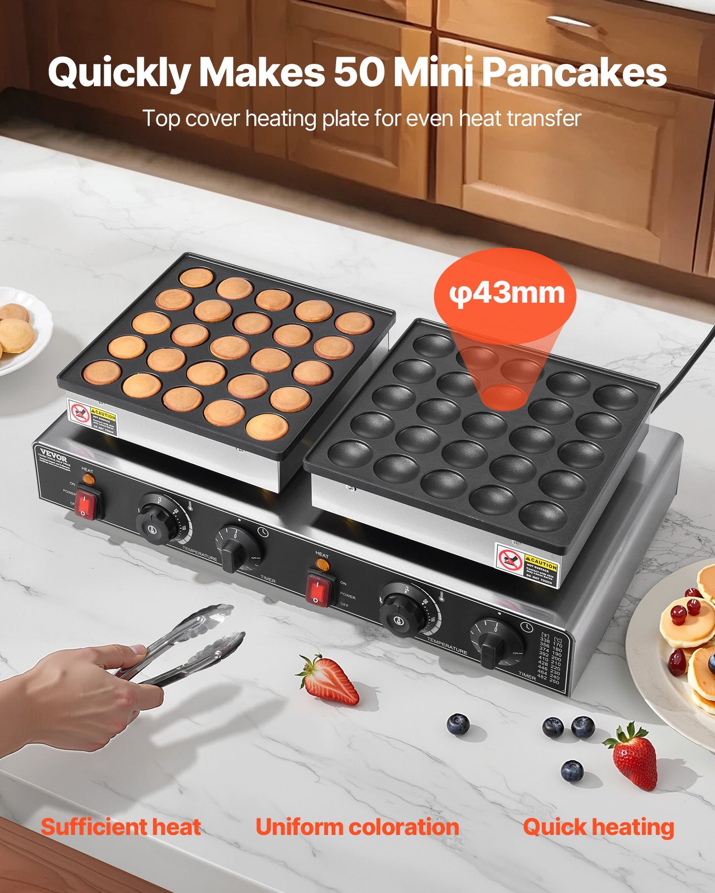 Máquina Mini Panquecas Holandesas 50PCS VEVOR 1800W
