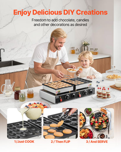 Máquina Mini Panquecas Holandesas 50PCS VEVOR 1800W