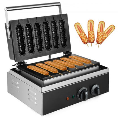 Máquina Profissional Elétrica para Waffles de Cachorro-Quente 1500W