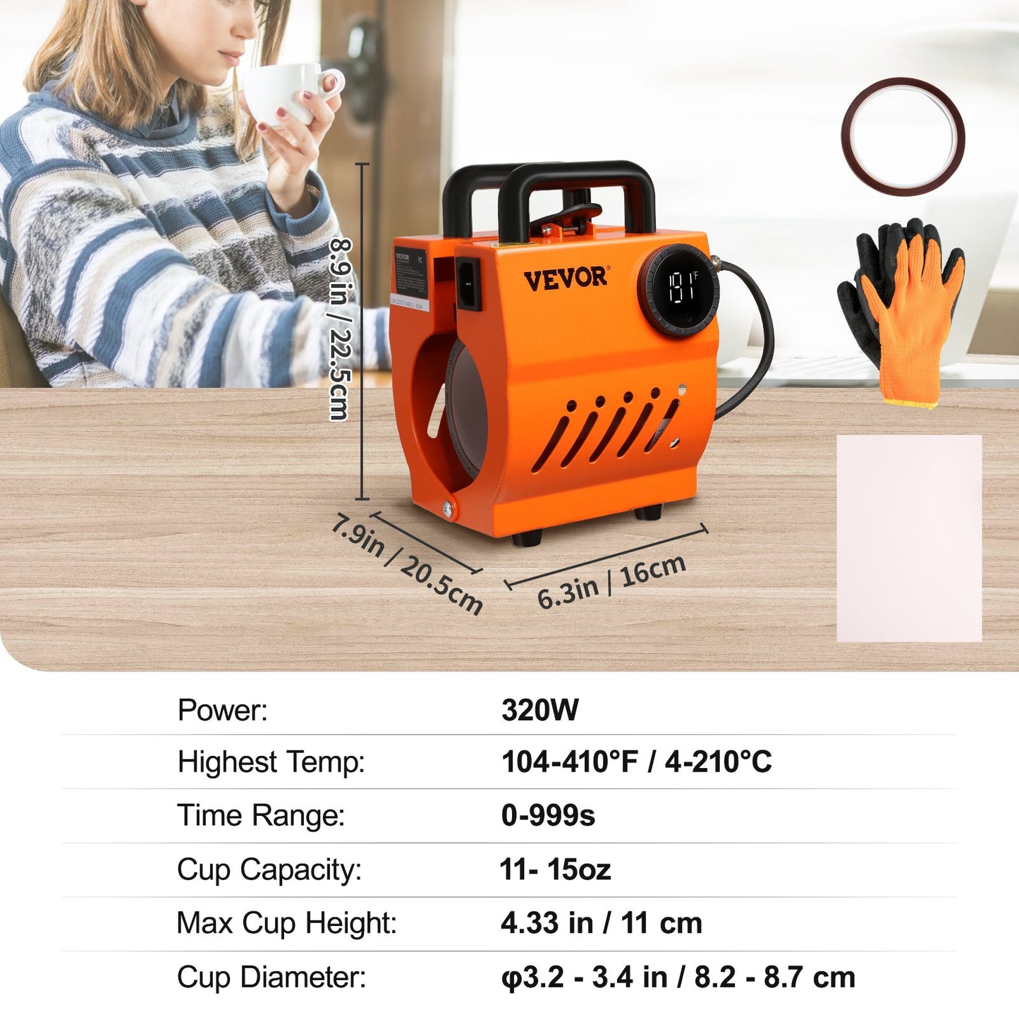 Prensa Térmica Mini para Canecas VEVOR - Fácil e Leve
