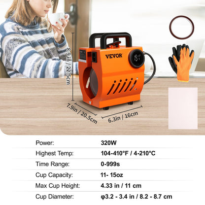 Prensa Térmica Mini para Canecas VEVOR - Fácil e Leve