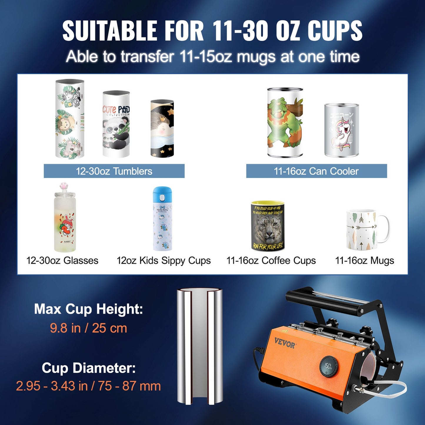 Prensa Térmica VEVOR para Canecas e Copos 30oz