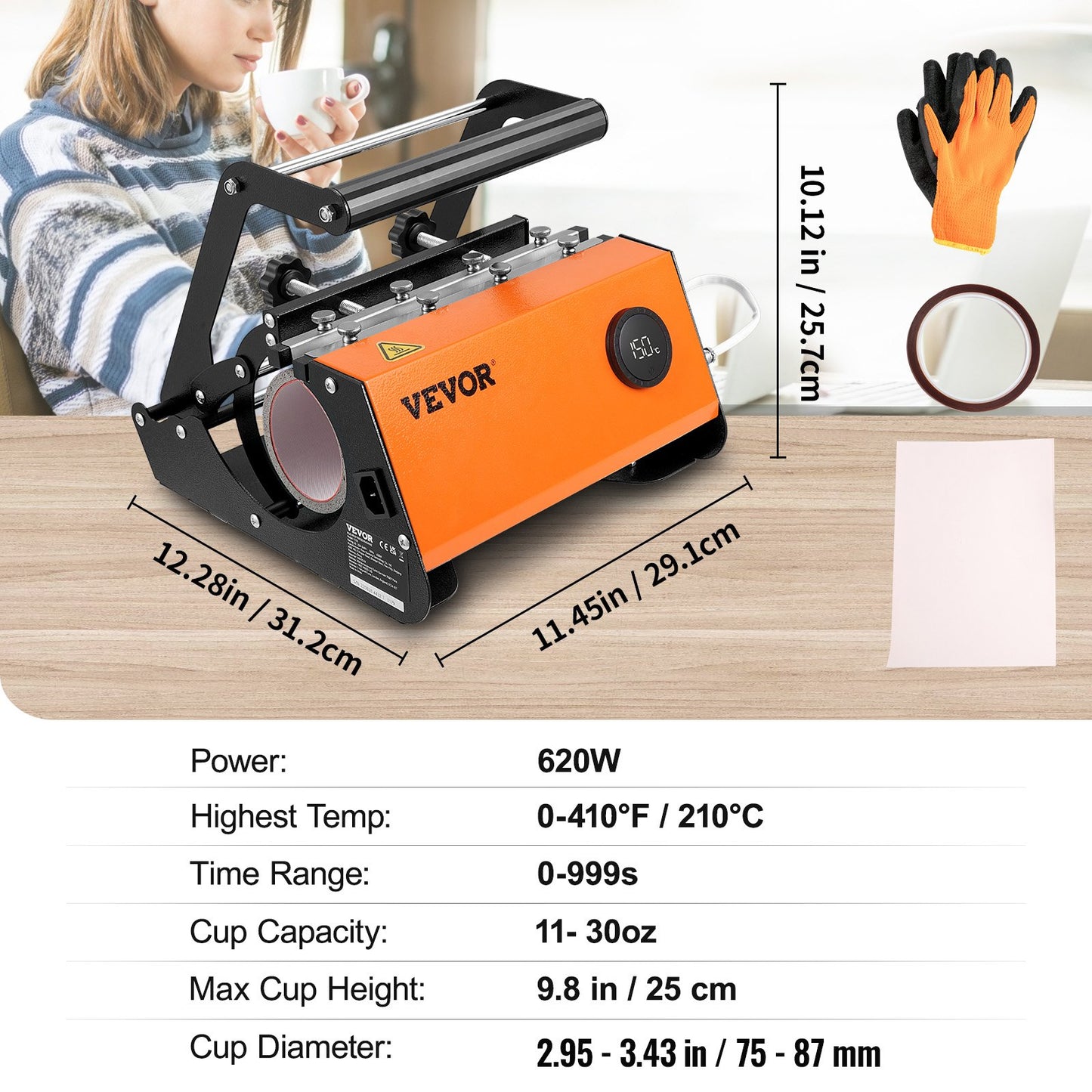 Prensa Térmica VEVOR para Canecas e Copos 30oz