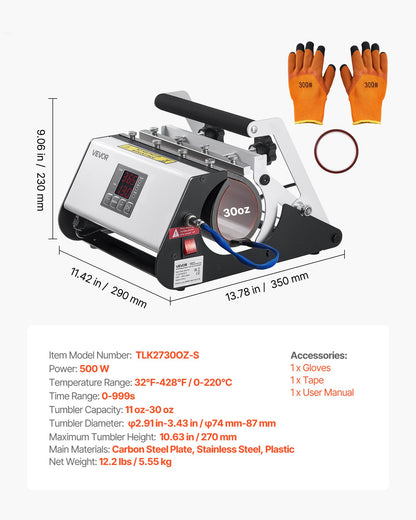 Máquina Prensa Térmica para Canecas e Copos 887 mL VEVOR