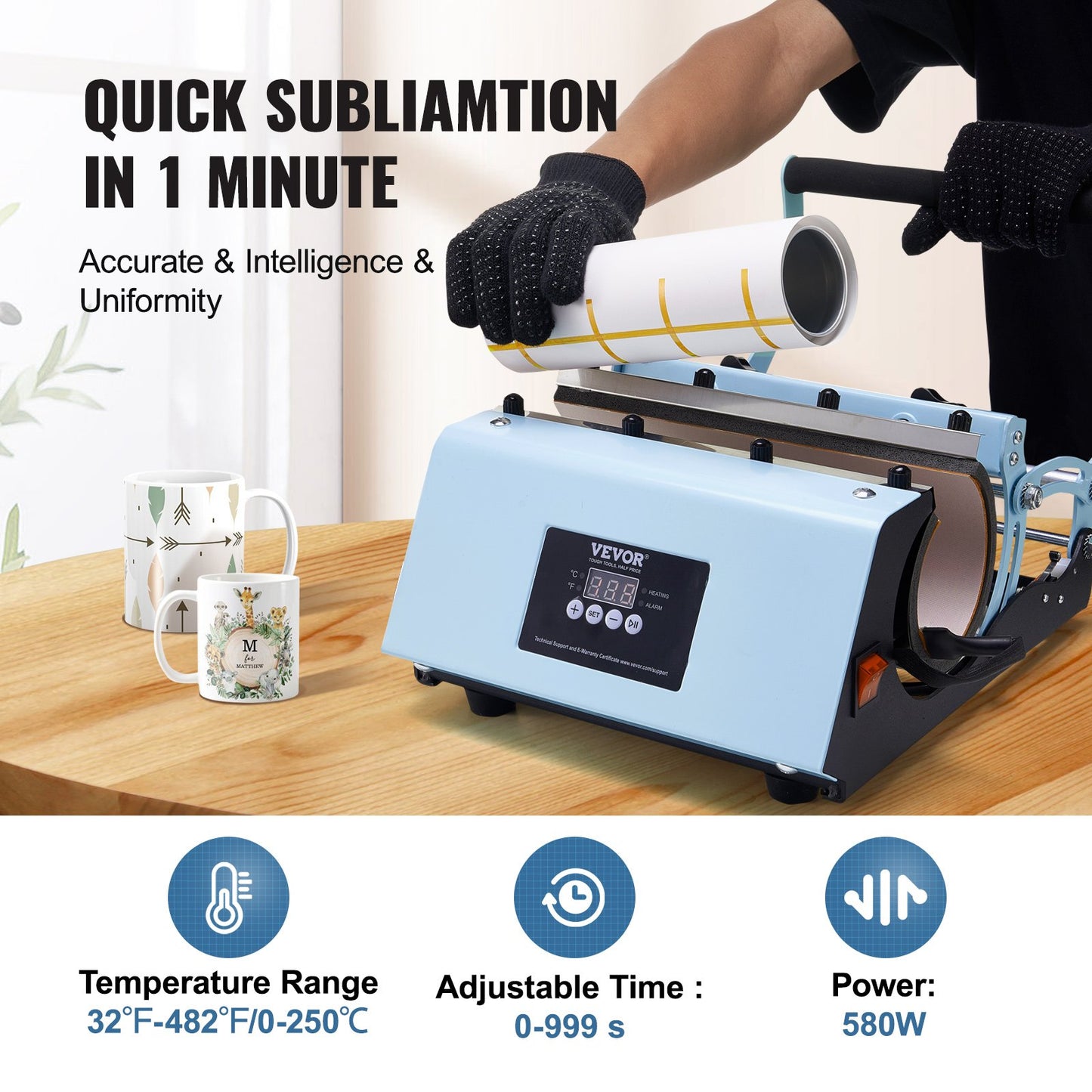 Máquina de Sublimação para Canecas e Copos VEVOR Azul