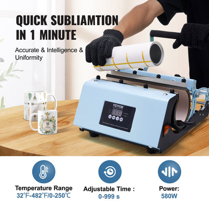 Máquina de Sublimação para Canecas e Copos VEVOR Azul
