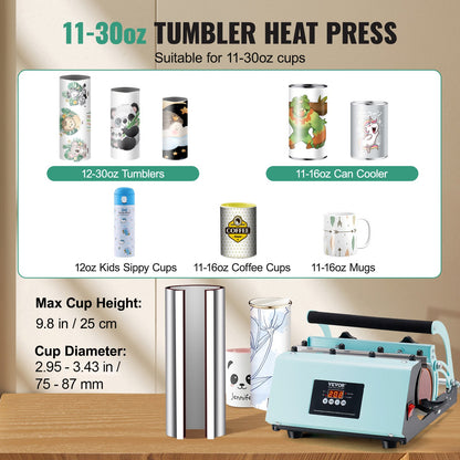 Prensa de Canecas VEVOR para Sublimação 30oz Verde