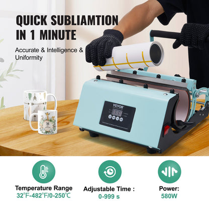 Prensa de Canecas VEVOR para Sublimação 30oz Verde