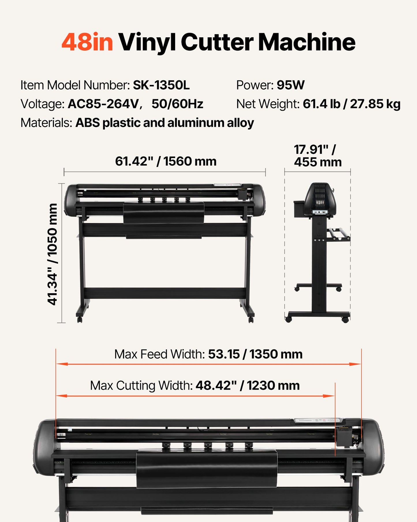 Cortadora de Vinil VEVOR 1350 mm com Duas Lâminas