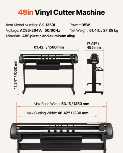 Cortadora de Vinil VEVOR 1350 mm com Duas Lâminas