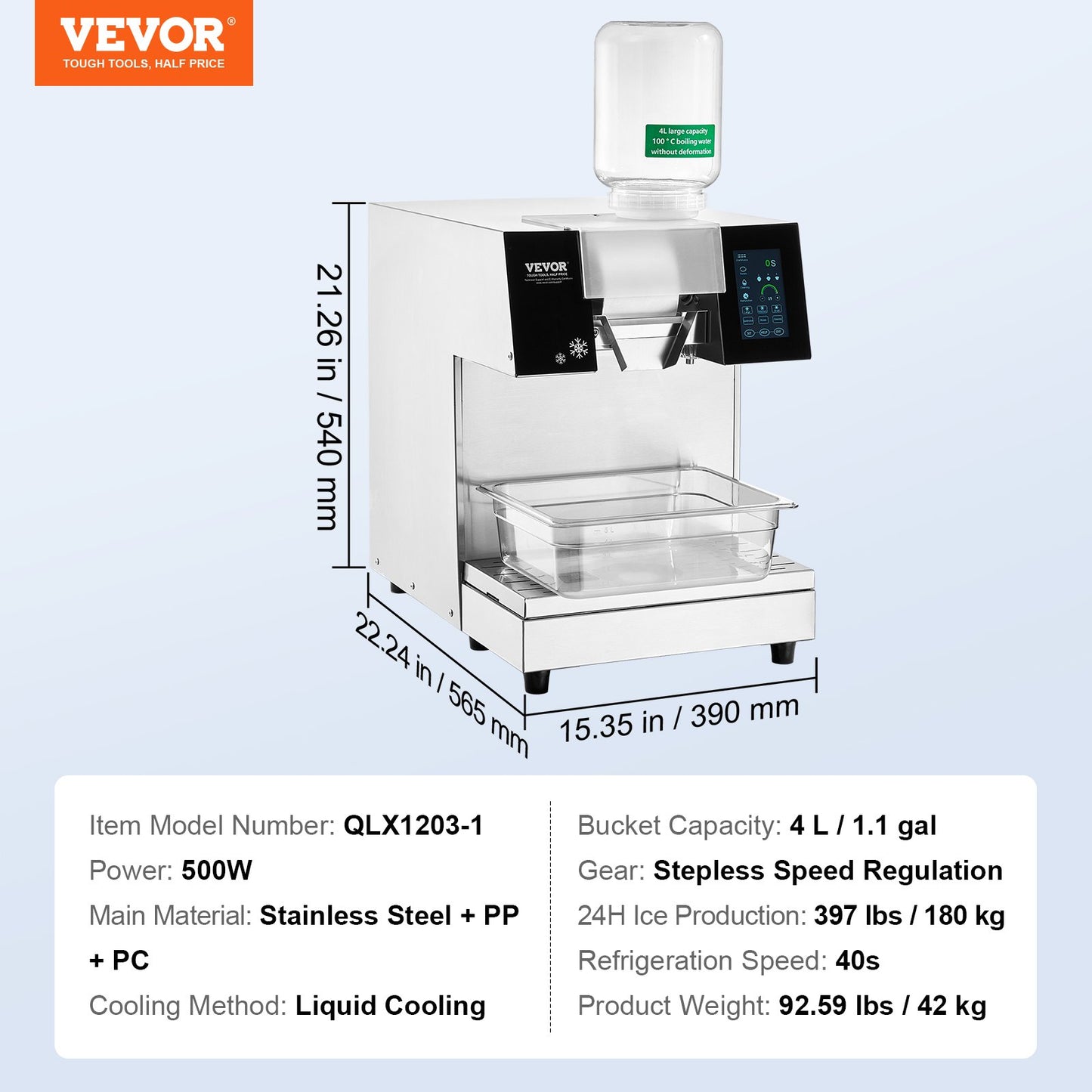 Máquina de Gelo Floco de Neve Comercial VEVOR 180kg/24h