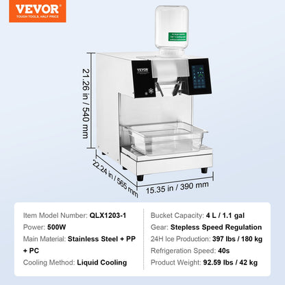 Máquina de Gelo Floco de Neve Comercial VEVOR 180kg/24h