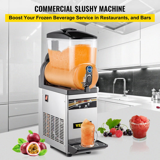 Máquina Slushy Comercial VEVOR 15L Aço Inoxidável