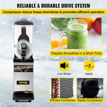 Máquina Slushy Comercial VEVOR 15L Aço Inoxidável