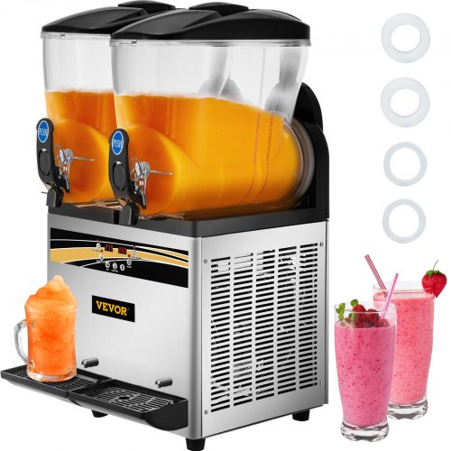 Máquina Slushy Comercial Dupla 15L VEVOR em Aço Inox