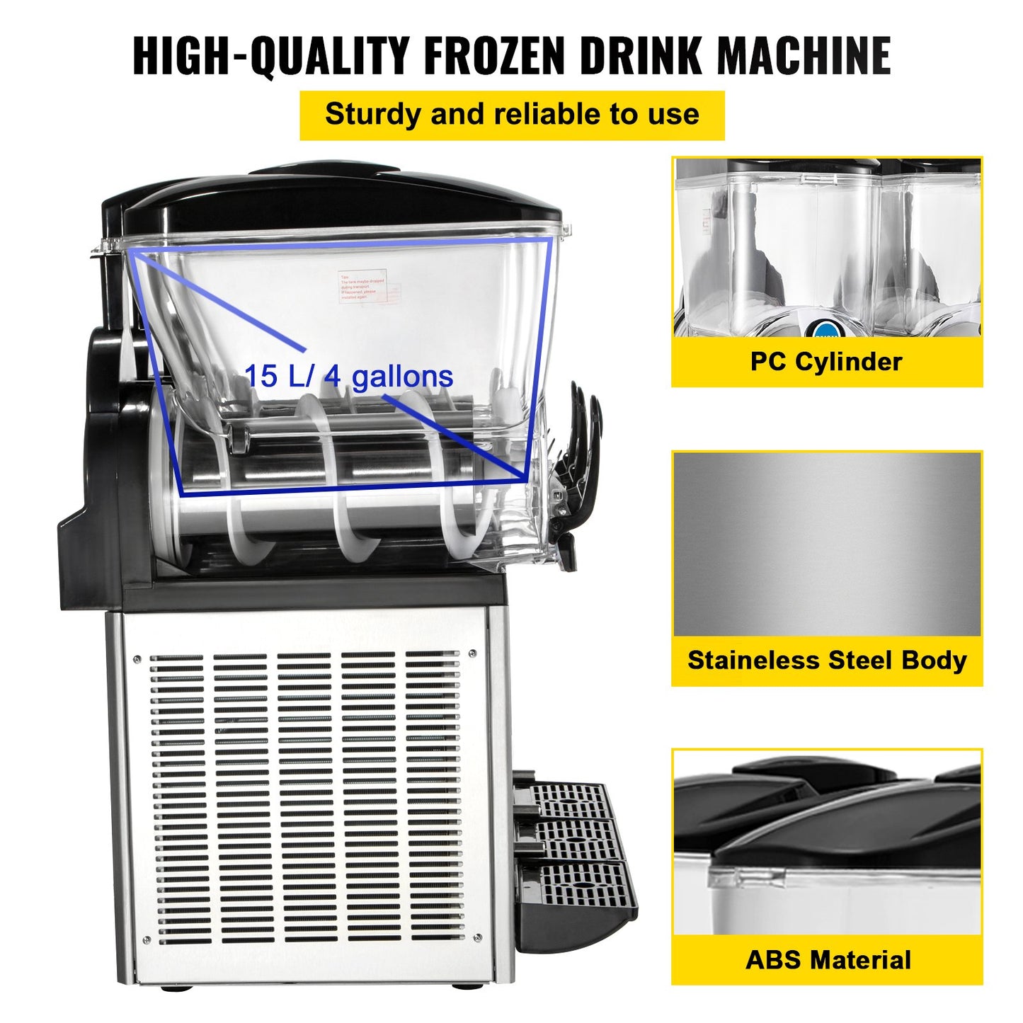 Máquina Slushy Comercial 3 Tanques 15L VEVOR