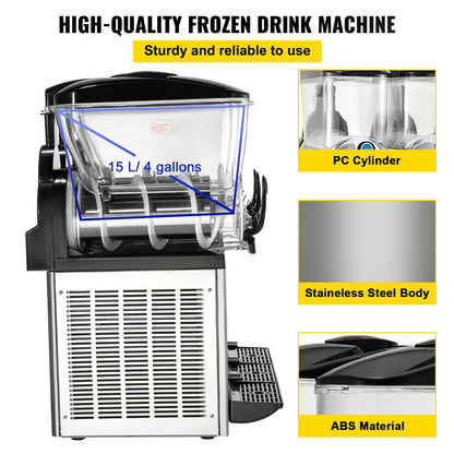 Máquina Slushy Comercial 3 Tanques 15L VEVOR
