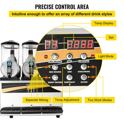 Máquina Slushy Comercial 3 Tanques 15L VEVOR