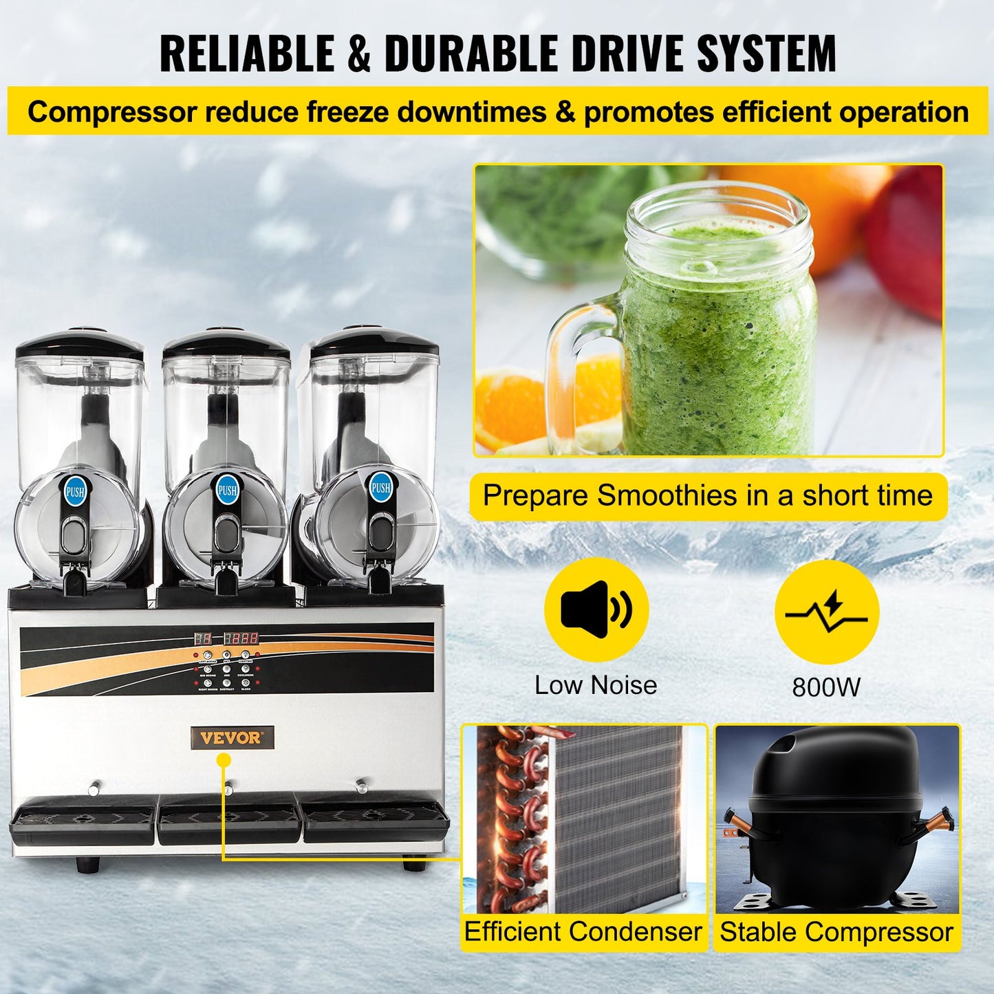 Máquina Slushy Comercial 3 Tanques 15L VEVOR